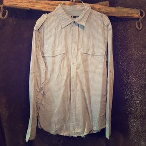 Gap XL slate blue pin striped casual button down